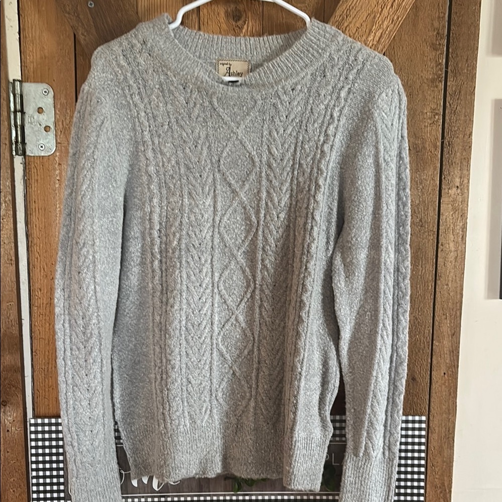 Gray Cable Knit Sweater